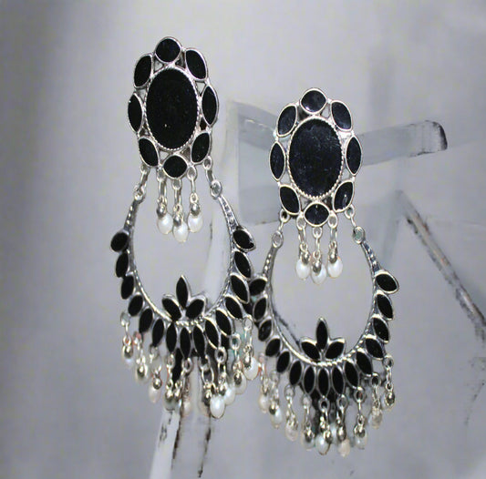 Black & Silver Chandelier Earrings