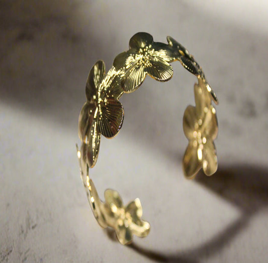 Floral Gold-Toned Cuff Bracelet