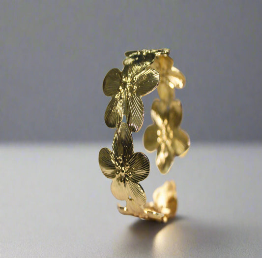 Floral Gold-Toned Cuff Bracelet