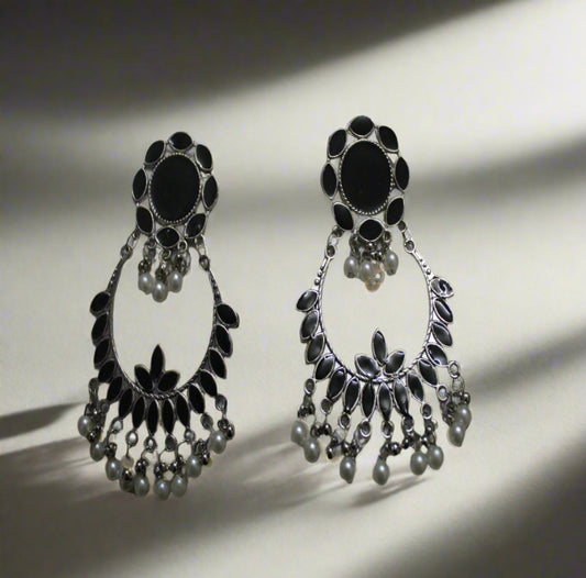 Black & Silver Chandelier Earrings