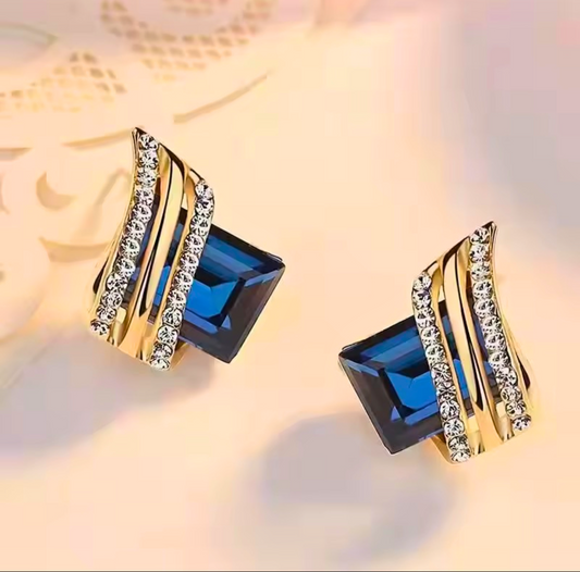 Blue Gem Stud Earring