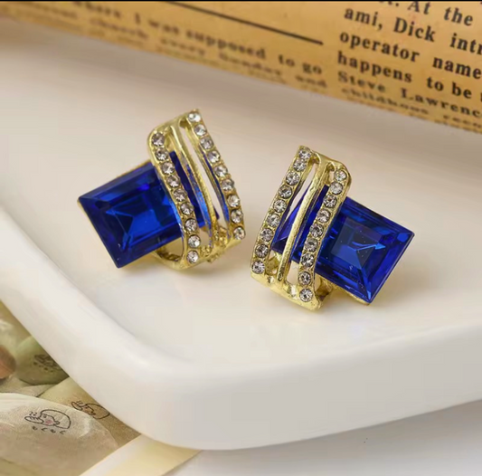 Blue Gem Stud Earring